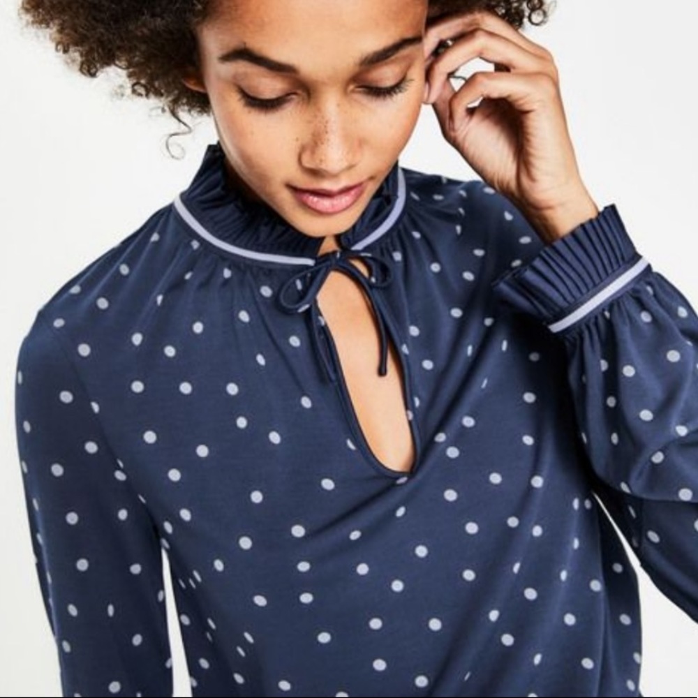 Boden Polka Dot Long Sleeve Shirt